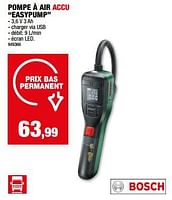 Promotions Bosch pompe à air accu easypump - Bosch - Valide de 01/05/2024 à 21/05/2024 chez Hubo