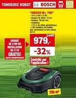 Promotions Bosch tondeuse robot indego m+ 700 - Bosch - Valide de 01/05/2024 à 21/05/2024 chez Hubo