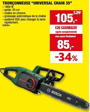 Promotions Bosch tronçonneuse universal chain 35 - Bosch - Valide de 01/05/2024 à 21/05/2024 chez Hubo