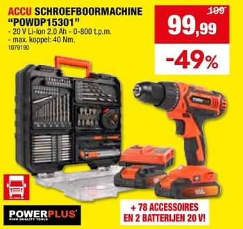 Promotions Powerplus accu schroefboormachine powdp15301 - Powerplus - Valide de 24/04/2024 à 05/05/2024 chez Hubo