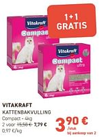 Promoties Vitakraft kattenbakvulling compact - Vitakraft - Geldig van 02/05/2024 tot 12/05/2024 bij Tom&Co
