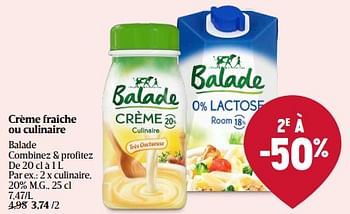 Promoties Crème fraîche ou culinaire - Balade - Geldig van 01/05/2024 tot 08/05/2024 bij Delhaize