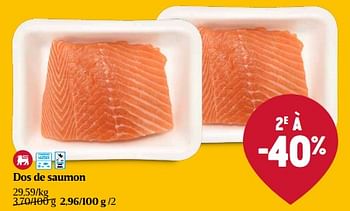 Promotions Dos de saumon - Produit Maison - Delhaize - Valide de 01/05/2024 à 08/05/2024 chez Delhaize