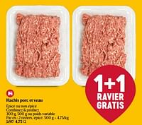 Promotions Hachis porc et veau - Produit Maison - Delhaize - Valide de 01/05/2024 à 08/05/2024 chez Delhaize