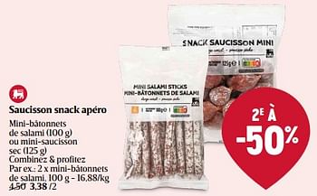 Promotions Mini-bâtonnets de salami - Produit Maison - Delhaize - Valide de 01/05/2024 à 08/05/2024 chez Delhaize