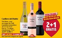 Promotions Casillero del diablo vin blanc, rosé ou rouge du chili - Vins rosé - Valide de 01/05/2024 à 08/05/2024 chez Delhaize