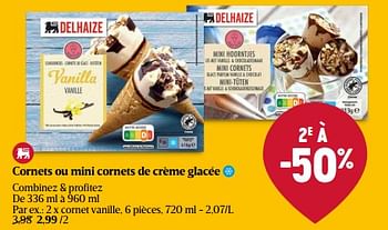 Promotions Cornet vanille - Produit Maison - Delhaize - Valide de 01/05/2024 à 08/05/2024 chez Delhaize