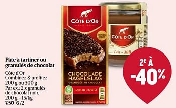 Promoties Granulés de chocolat noir - Cote D'Or - Geldig van 01/05/2024 tot 08/05/2024 bij Delhaize