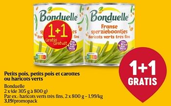 Promoties Haricots verts très fins - Bonduelle - Geldig van 01/05/2024 tot 08/05/2024 bij Delhaize