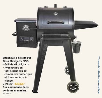 Promoties Barbecue à pellets pit boss navigator 550 - Pit Boss - Geldig van 01/05/2024 tot 07/05/2024 bij Gamma