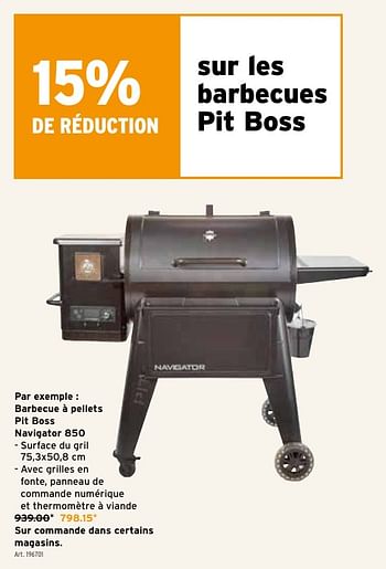 Promotions Barbecue à pellets pit boss navigator 850 - Pit Boss - Valide de 01/05/2024 à 07/05/2024 chez Gamma