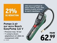 Promotions Pompe à air sur accu bosch easypump - Bosch - Valide de 01/05/2024 à 07/05/2024 chez Gamma