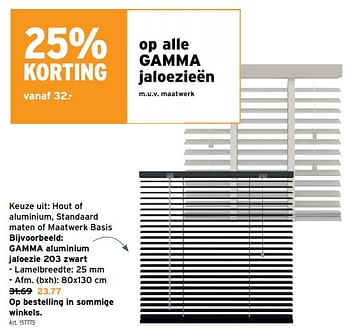 Promotions Gamma aluminium jaloezie 203 zwart - Produit maison - Gamma - Valide de 01/05/2024 à 07/05/2024 chez Gamma