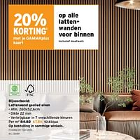Promoties Lattenwand geolied eiken - Huismerk - Gamma - Geldig van 01/05/2024 tot 07/05/2024 bij Gamma