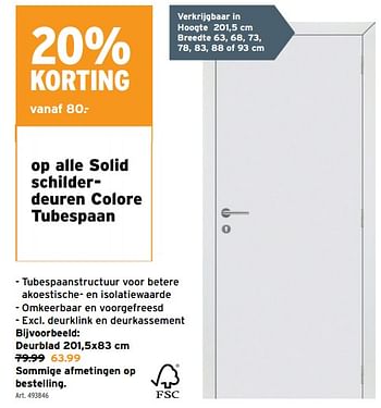 Promotions Solid schilderdeuren colore tubespaan deurblad - Solid - Valide de 01/05/2024 à 07/05/2024 chez Gamma