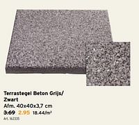 Promoties Terrastegel beton grijs- zwart - Huismerk - Gamma - Geldig van 01/05/2024 tot 07/05/2024 bij Gamma