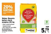 Promoties Weber beamix beton sterk ecoplus - Weber - Geldig van 01/05/2024 tot 07/05/2024 bij Gamma