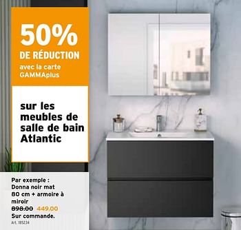 Promoties Donna noir mat + armoire à miroir - Atlantic - Geldig van 01/05/2024 tot 07/05/2024 bij Gamma