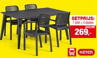 Promoties 1 tafel + 4 stoelen - Keter - Geldig van 24/04/2024 tot 05/05/2024 bij Hubo