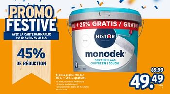 Promotions Monocouche histor - Histor - Valide de 01/05/2024 à 07/05/2024 chez Gamma