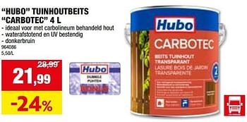 Promoties Hubo tuinhoutbeits carbotec - Huismerk - Hubo  - Geldig van 24/04/2024 tot 05/05/2024 bij Hubo