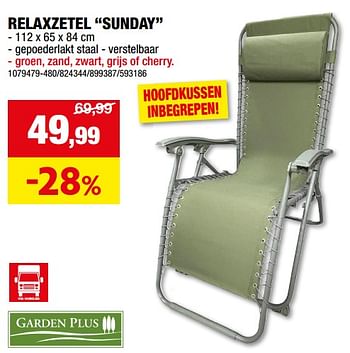 Promotions Relaxzetel sunday - Garden Plus  - Valide de 24/04/2024 à 05/05/2024 chez Hubo