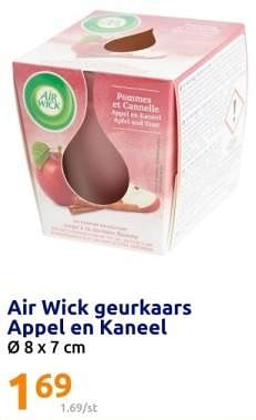 Promotions Air wick geurkaars appel en kaneel - Airwick - Valide de 01/05/2024 à 07/05/2024 chez Action