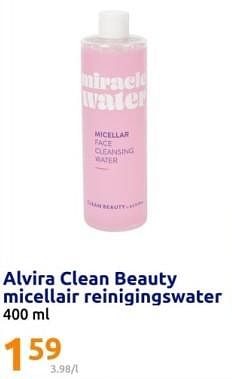 Promotions Alvira clean beauty micellair reinigingswater - Alvira - Valide de 01/05/2024 à 07/05/2024 chez Action