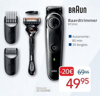 Promotions Braun baardtrimmer bt3342 - Braun - Valide de 01/05/2024 à 31/05/2024 chez Eldi