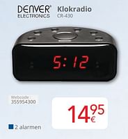 Promoties Denver electronics klokradio cr-430 - Denver Electronics - Geldig van 01/05/2024 tot 31/05/2024 bij Eldi