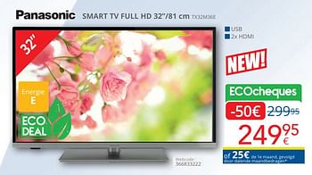 Promotions Panasonic smart tv full hd tx32m36e - Panasonic - Valide de 01/05/2024 à 31/05/2024 chez Eldi