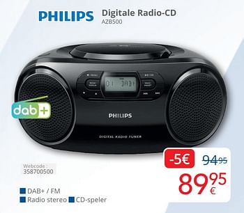 Promoties Philips digitale radio-cd azb500 - Philips - Geldig van 01/05/2024 tot 31/05/2024 bij Eldi