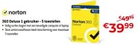 Promoties 360 deluxe 1 gebruiker 5 toestellen - Norton - Geldig van 26/04/2024 tot 31/05/2024 bij Exellent