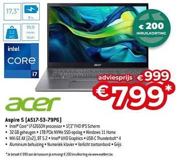 Promotions Acer aspire 5 a517 53 79p6 - Acer - Valide de 26/04/2024 à 31/05/2024 chez Exellent