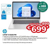 Promoties Hp laptop 17 cn3017nb - HP - Geldig van 26/04/2024 tot 31/05/2024 bij Exellent