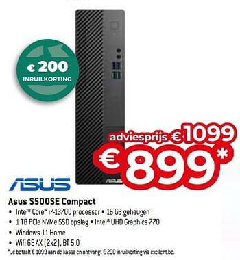 Promotions Asus s500se compact - Asus - Valide de 26/04/2024 à 31/05/2024 chez Exellent