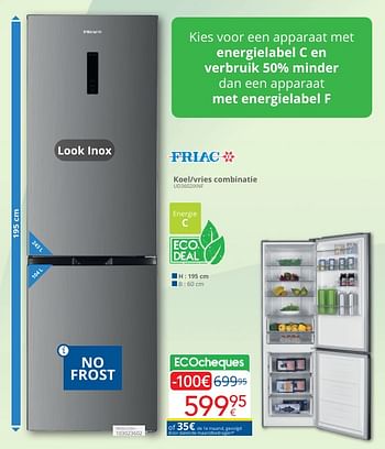 Promoties Friac koel-vries combinatie ud3602ixnf - Friac - Geldig van 01/05/2024 tot 31/05/2024 bij Eldi