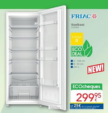 Promotions Friac koelkast co2904 - Friac - Valide de 01/05/2024 à 31/05/2024 chez Eldi