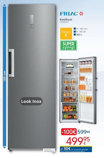 Promoties Friac koelkast co5802ix - Friac - Geldig van 01/05/2024 tot 31/05/2024 bij Eldi
