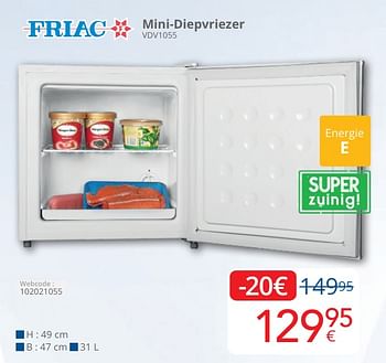 Promotions Friac mini-diepvriezer vdv1055 - Friac - Valide de 01/05/2024 à 31/05/2024 chez Eldi