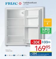 Promoties Friac tafelkoelkast co 1308 - Friac - Geldig van 01/05/2024 tot 31/05/2024 bij Eldi