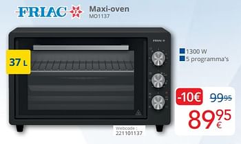 Promotions Friac maxi-oven mo1137 - Friac - Valide de 01/05/2024 à 31/05/2024 chez Eldi