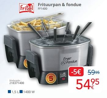 Promotions Fritel frituurpan + fondue ff1400 - Fritel - Valide de 01/05/2024 à 31/05/2024 chez Eldi