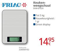 Promoties Friac keukenweegschaal ekw-0102x - Friac - Geldig van 01/05/2024 tot 31/05/2024 bij Eldi
