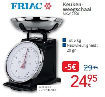 Promoties Friac keukenweegschaal mkw-0700 - Friac - Geldig van 01/05/2024 tot 31/05/2024 bij Eldi