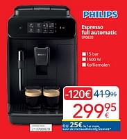 Promoties Philips espresso full automatic ep0820 - Philips - Geldig van 01/05/2024 tot 31/05/2024 bij Eldi