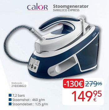 Promotions Calor stoomgenerator sv8022co express - Calor - Valide de 01/05/2024 à 31/05/2024 chez Eldi