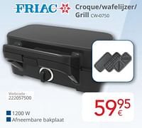 Promoties Friac croque-wafelijzer- grill cw-0750 - Friac - Geldig van 01/05/2024 tot 31/05/2024 bij Eldi