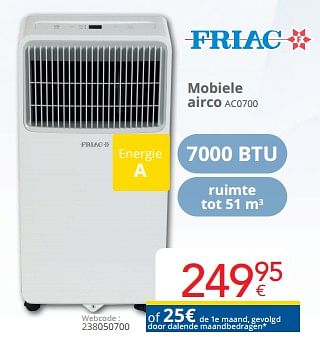 Promotions Friac mobiele airco ac0700 - Friac - Valide de 01/05/2024 à 31/05/2024 chez Eldi