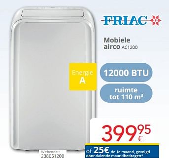 Promotions Friac mobiele airco ac1200 - Friac - Valide de 01/05/2024 à 31/05/2024 chez Eldi
